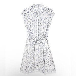 Rebecca Taylor silk White and Blue Midi shirt dress size 6